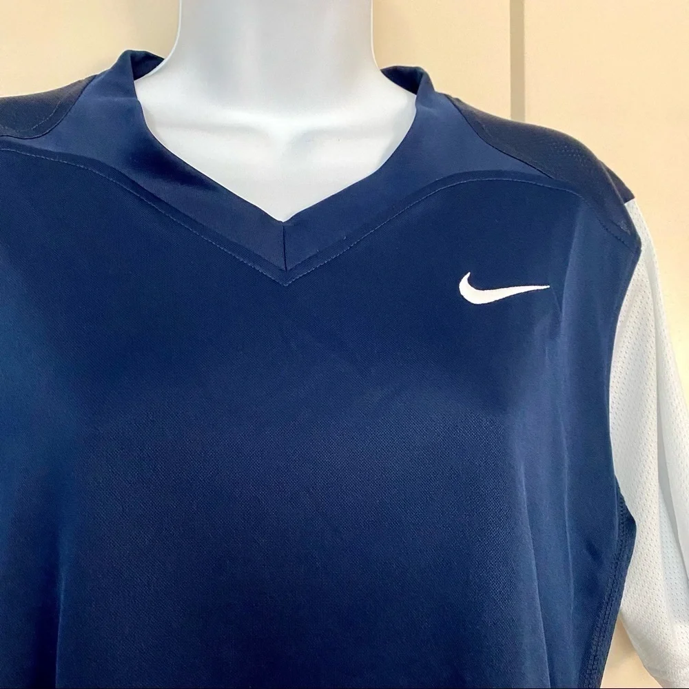 Blue White Nike Dri-Fit Team Athletic Jersey Shirt Large V-Neck Sport Jersey